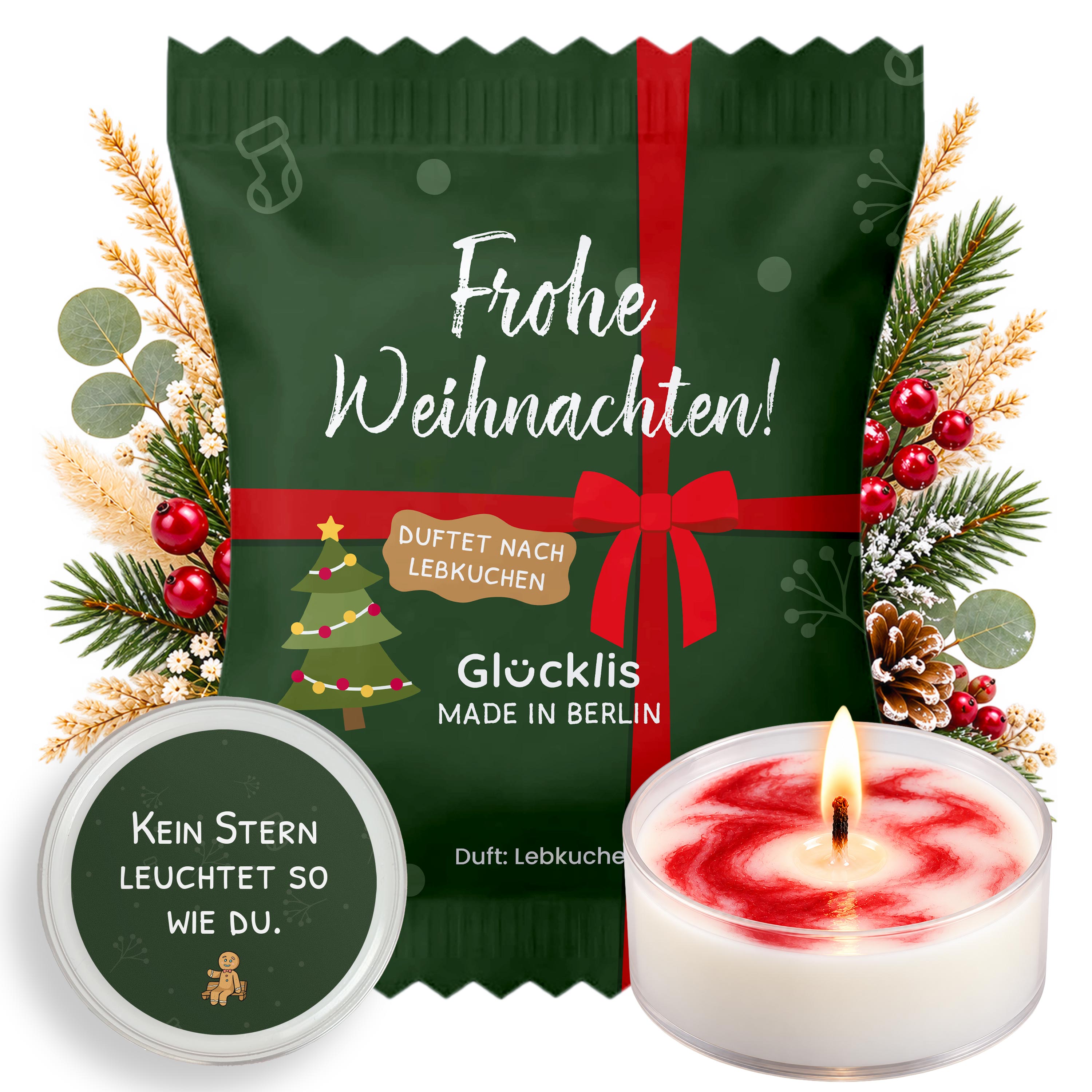 Glücklis Lebkuchen-Teelicht mit Botschaft - Adventskalender Füllung