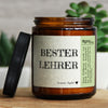bester lehrer | greenap, Grüner Apfel, GLÜCKLICHT Kerze im Glas, Sojawachs Duftkerzen im Glas mit Spruch und aufregendem Duft, ideal als originelles, handgemachtes Geschenk