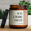 ich liebe dich! | sandel, Sandelholz, GLÜCKLICHT Kerze im Glas, Sojawachs Duftkerzen im Glas mit Spruch und aufregendem Duft, ideal als originelles, handgemachtes Geschenk