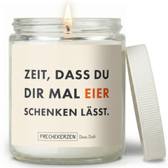 Sojawachs Kerze | zeit, dass du dir mal eier schenken lässt.