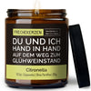 Kerze mit Spruch | du und ich hand in hand auf dem weg zum glühweinstand