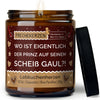 Geschenkkerze | wo ist eigentlich der prinz auf seinem scheiß gaul?!