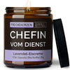 Kerze mit Spruch | chefin vom dienst