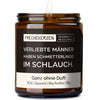 Duftkerze mit Spruch | verliebte männer haben schmetterlinge im schlauch.
