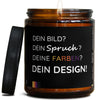 Personalisierte Duftkerze | Kerze mit eigenem Foto, Spruch oder Logo