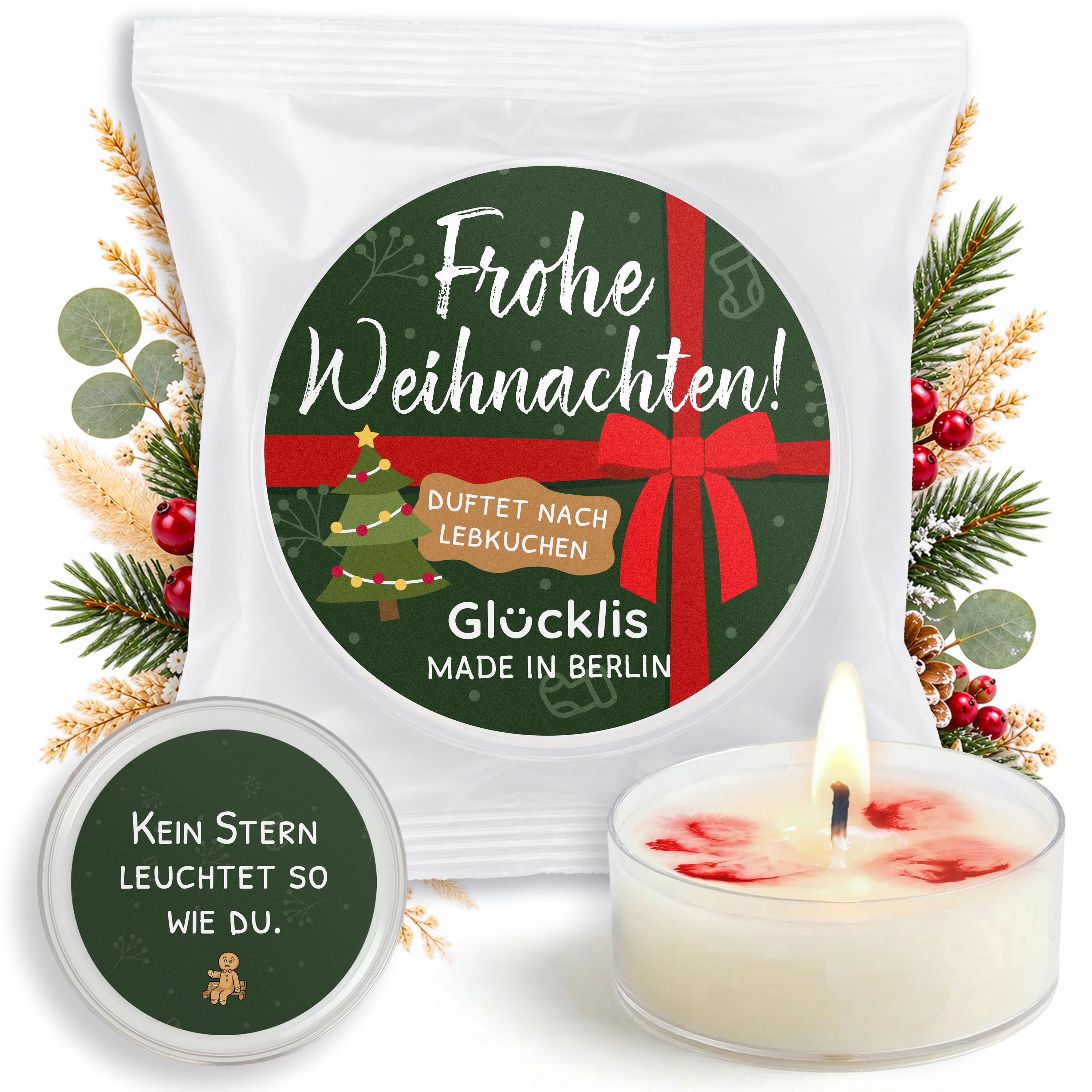 Glücklis Lebkuchen-Teelicht mit Botschaft - Adventskalender Füllung